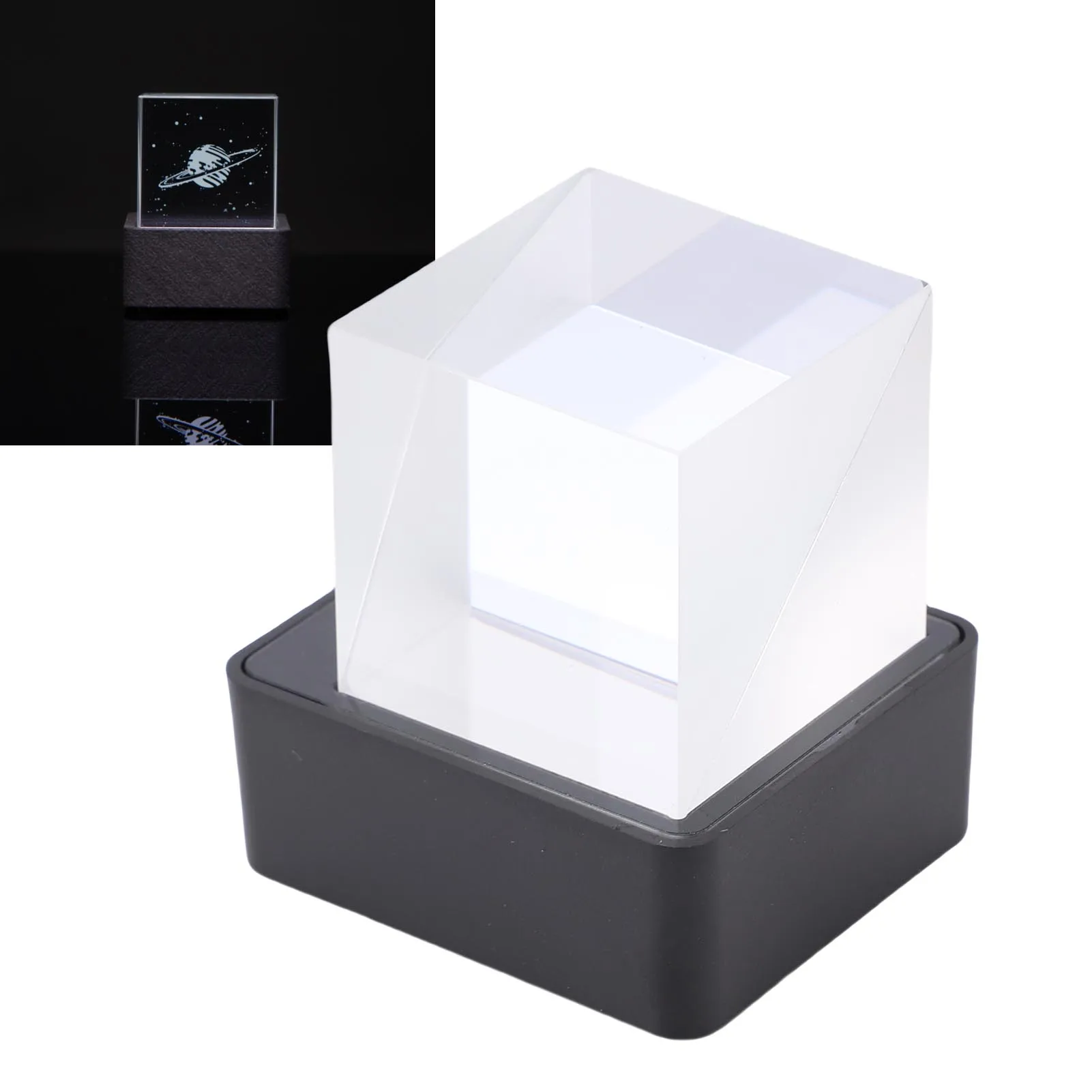 LED Holographic Crystal Cube 3D Photo Display Smart Weather Digital Clock for Desk Car Decoration GIF Animation Photo Album