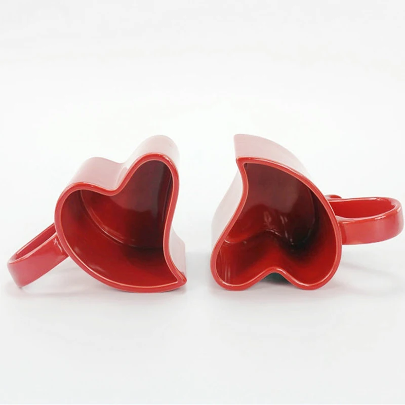 

Romantic red heart-shaped ceramic cup Couples coffee cup couples cup