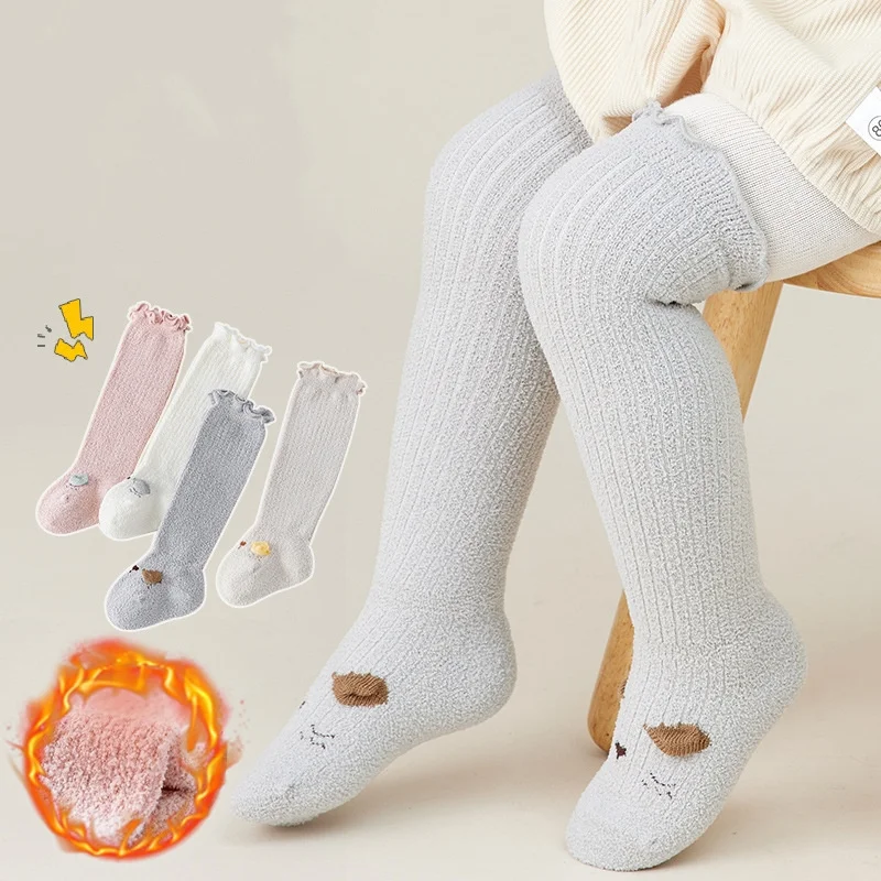 Winter Thick Warm Plush Baby Stockings Super Soft Knee High Socks For Children Infant Toddler Boys Girls Long Socks 0-5years Old