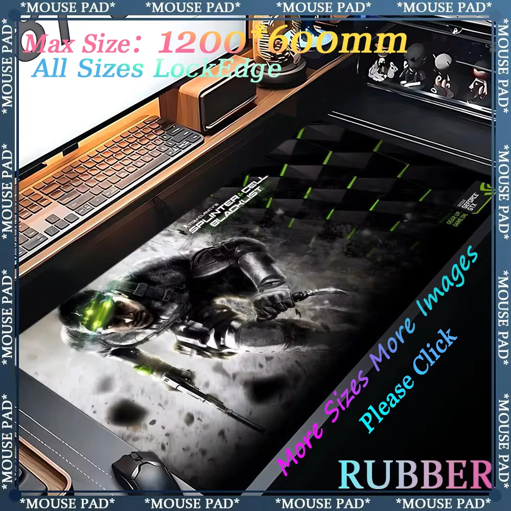 

T-om Clancy's Splinter Cell Blacklist Mouse mat XXL Gaming Keyboard Pad Locking Edge DeskPad 120*60cm Rubber Oversized Mouse Pad