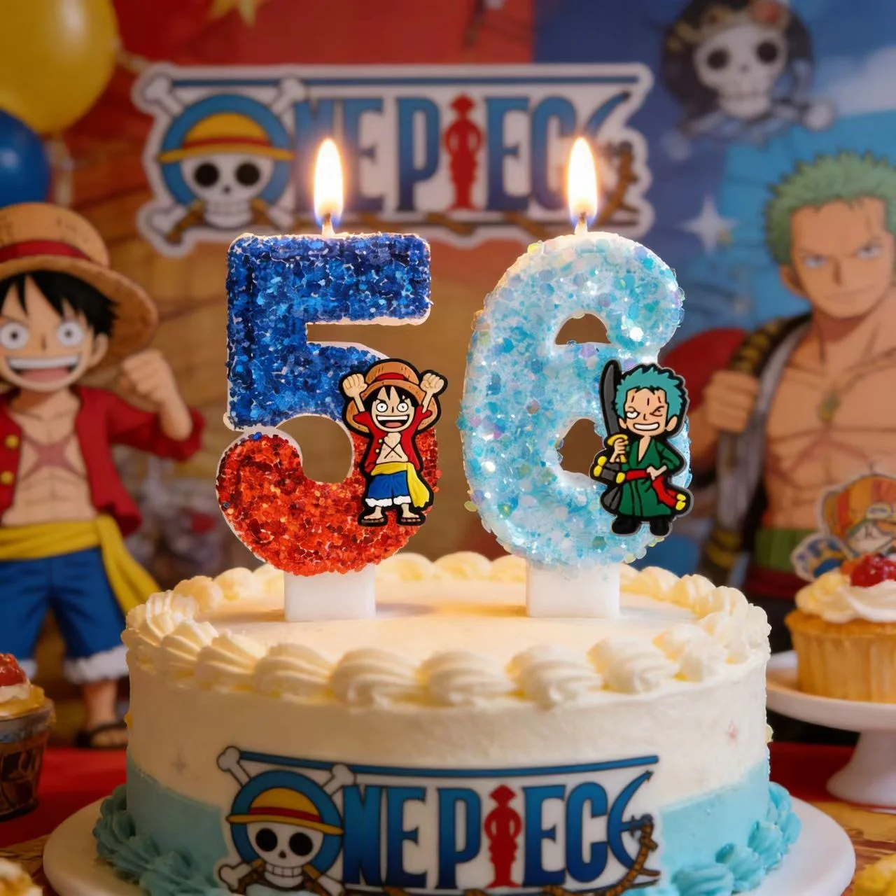 Anime One Piece Geburtstagskerzen Tortendekoration Cartoon-Figuren-Kerzen Kindergeburtstag-Party-Deko