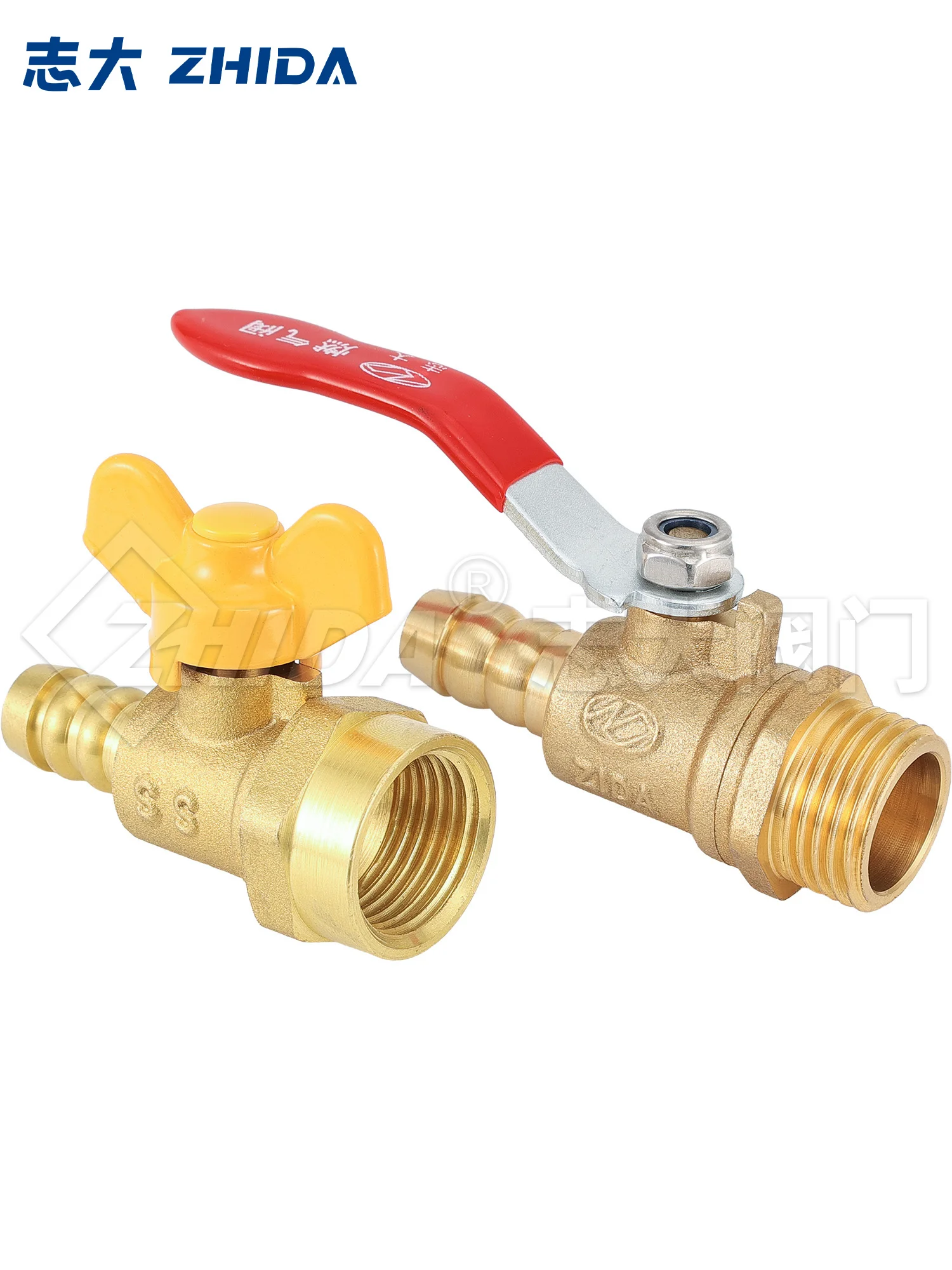 red handle small Valve 6mm 8mm 10mm 12mm 14mm Hose Barb Inline Brass Water Oil Air Gas Fuel Line Ball Valve Pipe Fittings