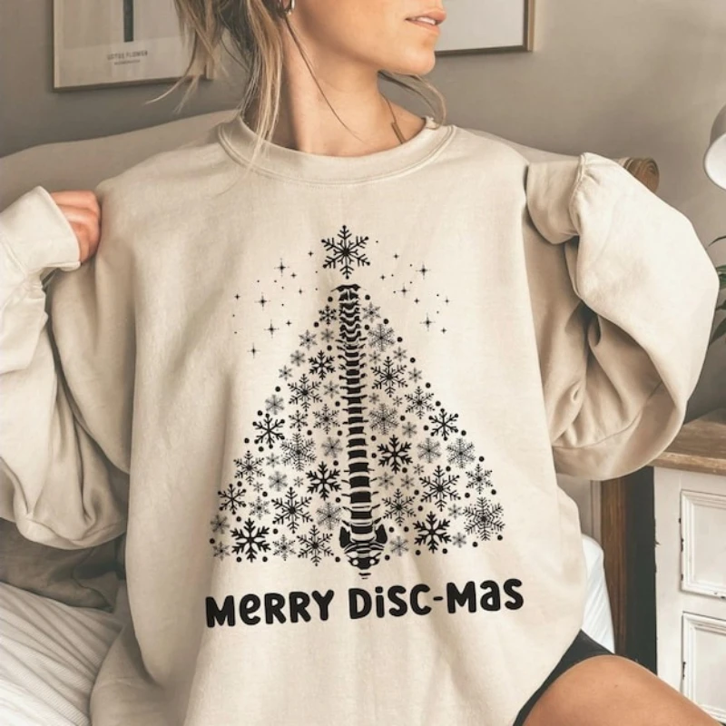 بلوفر شجرة عيد الميلاد للعمود الفقري، هدية تخرج شيرو للطبيب بتقويم العمود الفقري، سويت شيرت لجراحة العظام، هودي مكتب هدايا برقبة دائرية #4