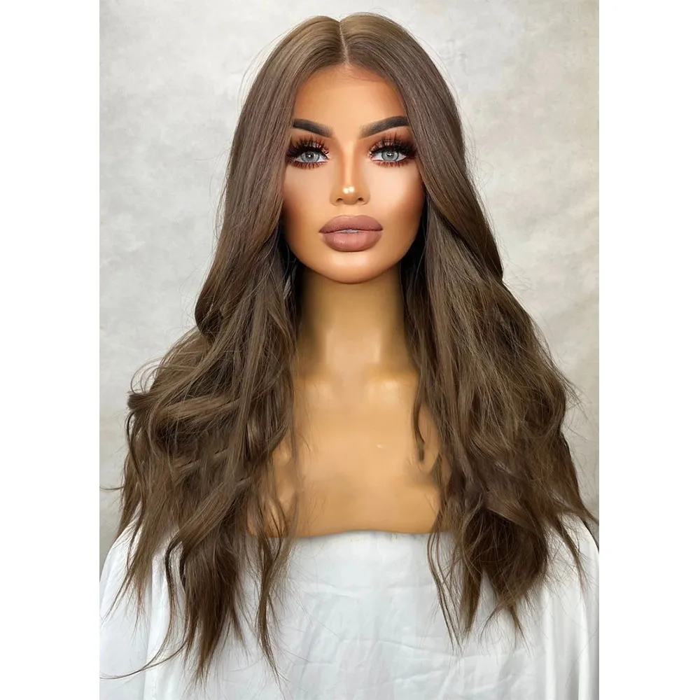 Natural Brown 26''Free Part Body Wave Glueless 5x5 Silk Base Jewish Human Hair Wig Baby Hair HD Lace European Hair Preplucked