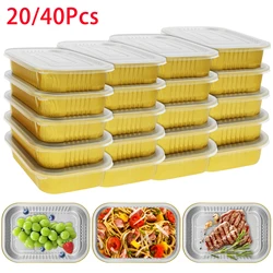 20/40Pcs Cake Pans with Lids Aluminum Foil Baking Pans Mini Bread Containers Muffin Tins Loaf Pans Foil Tray Kitchen Accessories