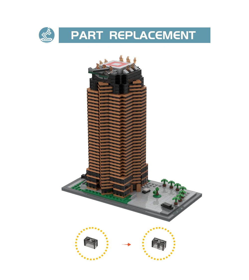 MOC nakatomis plaza 2121 Avenue of the Stars Bouwstenen Model street view Architectuur Bricks Gemonteerd Speelgoed Kinderen Gift