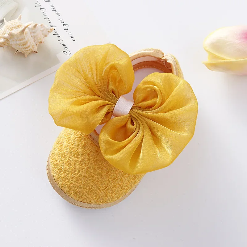 Newborn Baby Shoes New Born Silk Bow First Walker Shoes Girls Toddler Kids Soft Sole Footwear Shoe Baby Girl Shoes