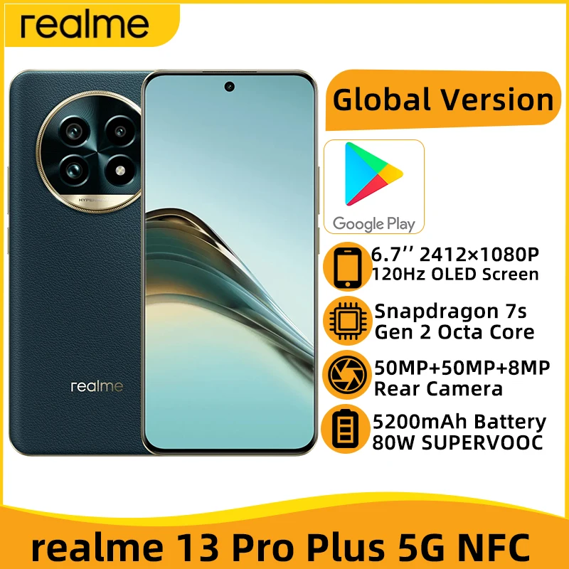 Global Version realme 13 Pro Plus 5G NFC Snapdragon 7s Gen 2 Octa Core 6.7