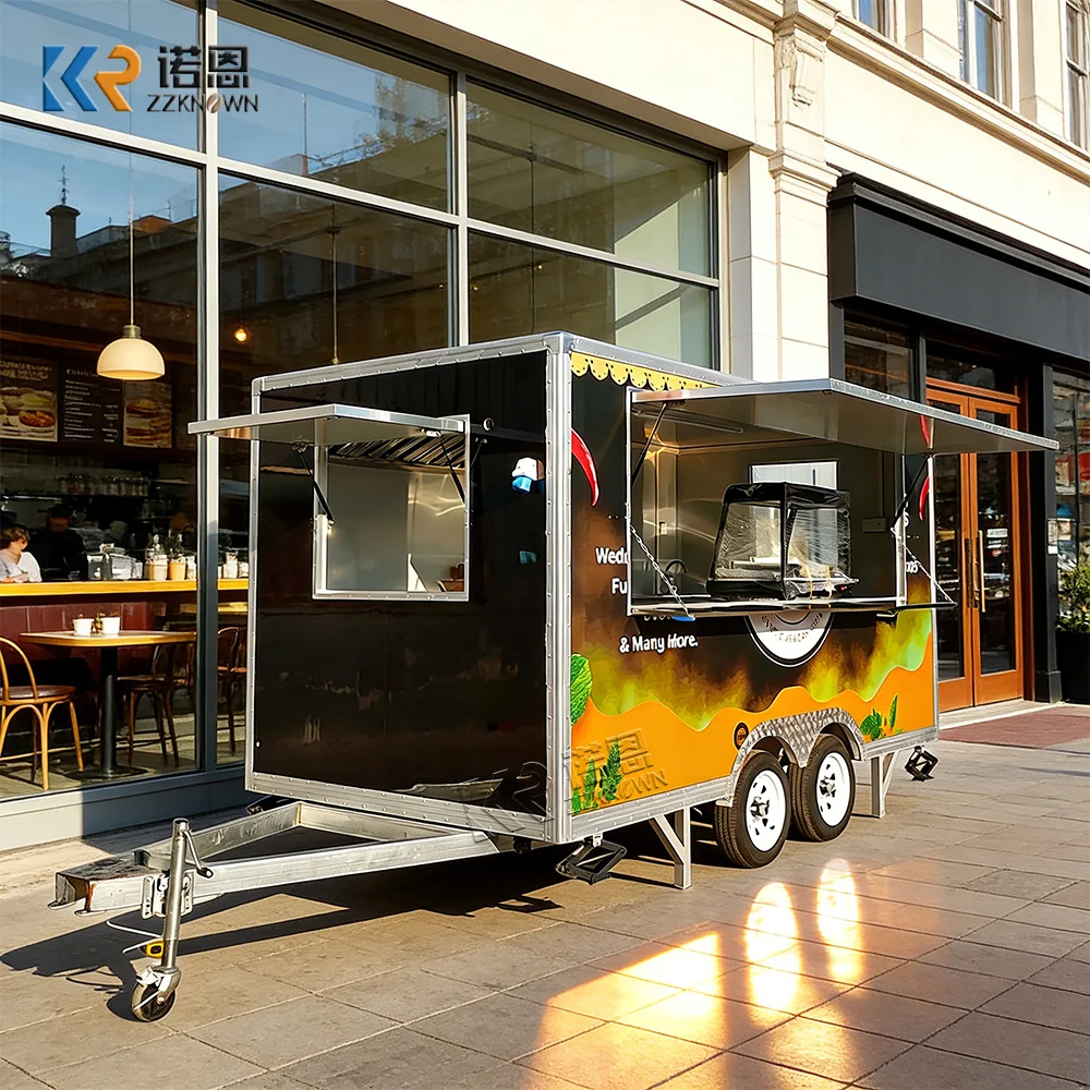 

Stainless Steel Foodtruck Trailer Mobile Snack Food Truck Pizza Burger BBQ Fast Food Trailer with Full Kitchen Equipment