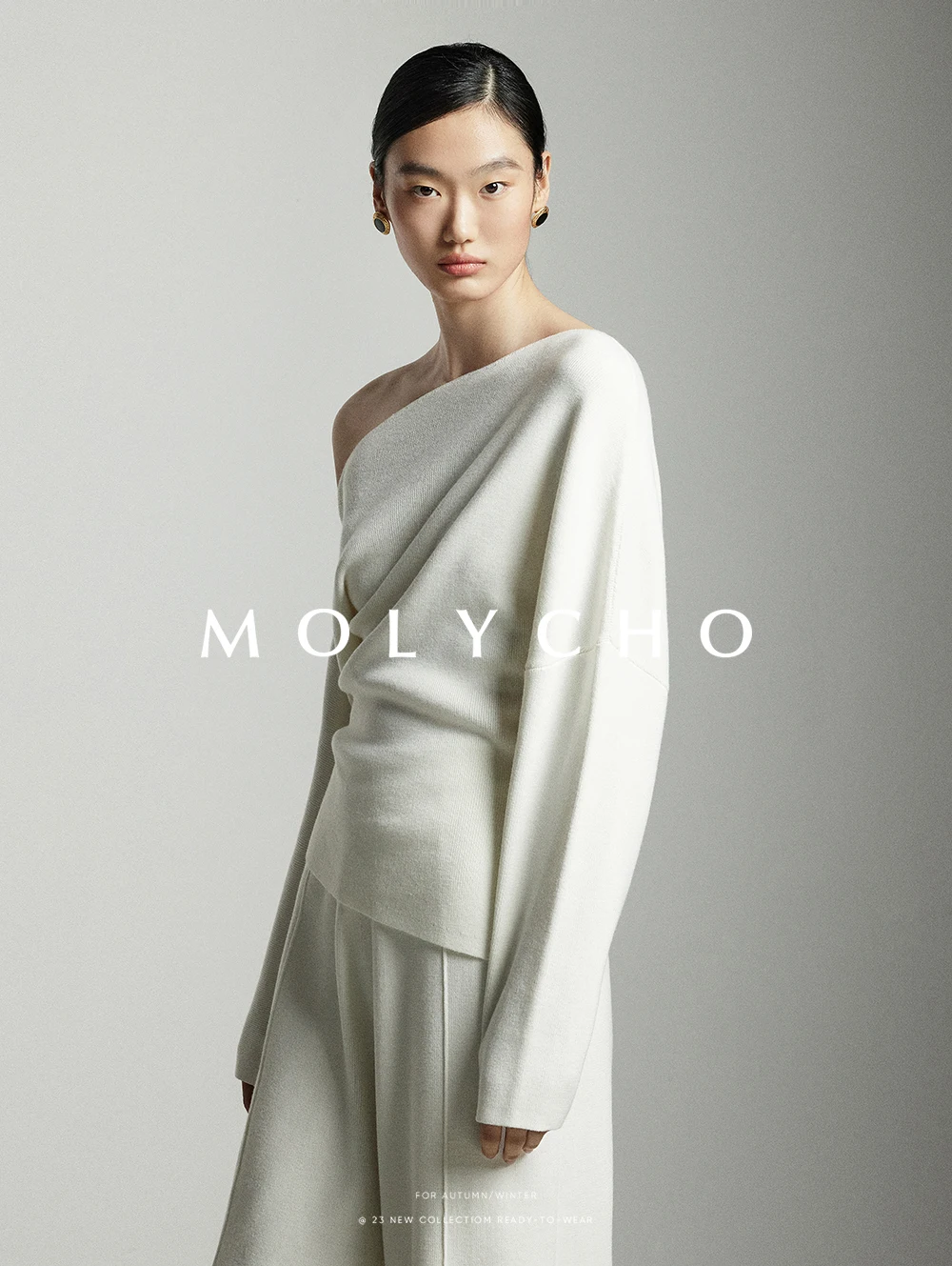 2026 Wool Elastic Waist Knitted Wide-Leg Pants for Women Winter High-Waisted Straight Loose Floor-Length Casual Pants