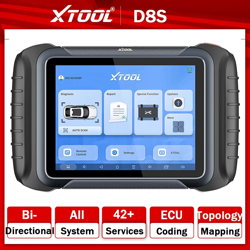 XTOOL D8S V2.0 Car Diagnostic Tools Automotive Scanner ECU Coding 42+ Services Topplogy Bi-Directional Control CANFD DOIP FCA