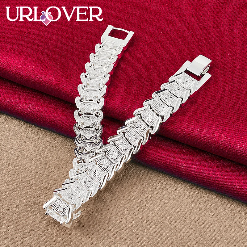 URLOVER 925 Sterling Silver 24K Gold Bracelet For Woman Watch Strap Chain Bracelets Lady Party Birthday Wedding Fashion Jewelry