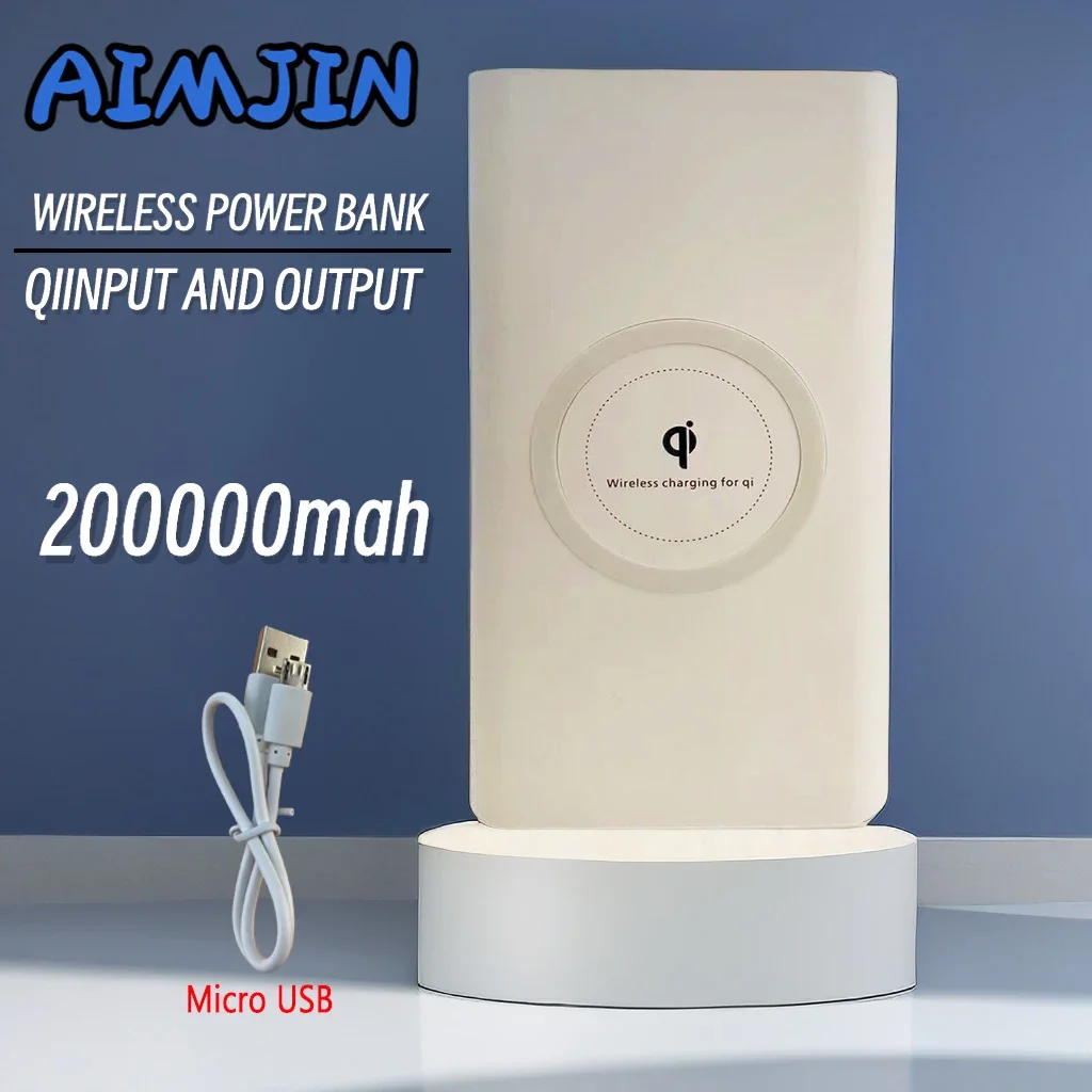 

200000mAh Power Bank Two-Way Wireless Fast Charging Powerbank Portable Charger Micro USB External Battery For Xiaomi IPhone14 13