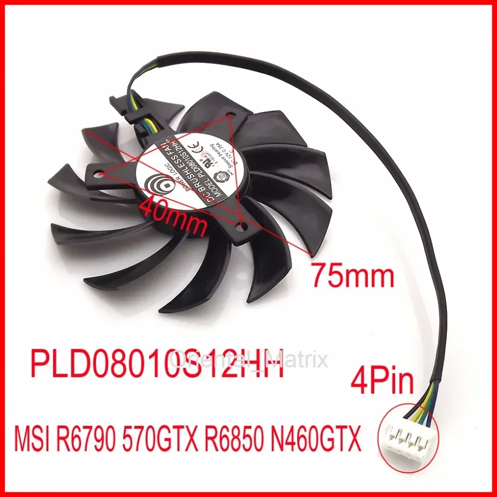 

Бесплатная доставка PLD08010S12HH 12 В 0,35 А 75 мм для MSI R6790 570GTX R6850 N460GTX вентилятор охлаждения видеокарты