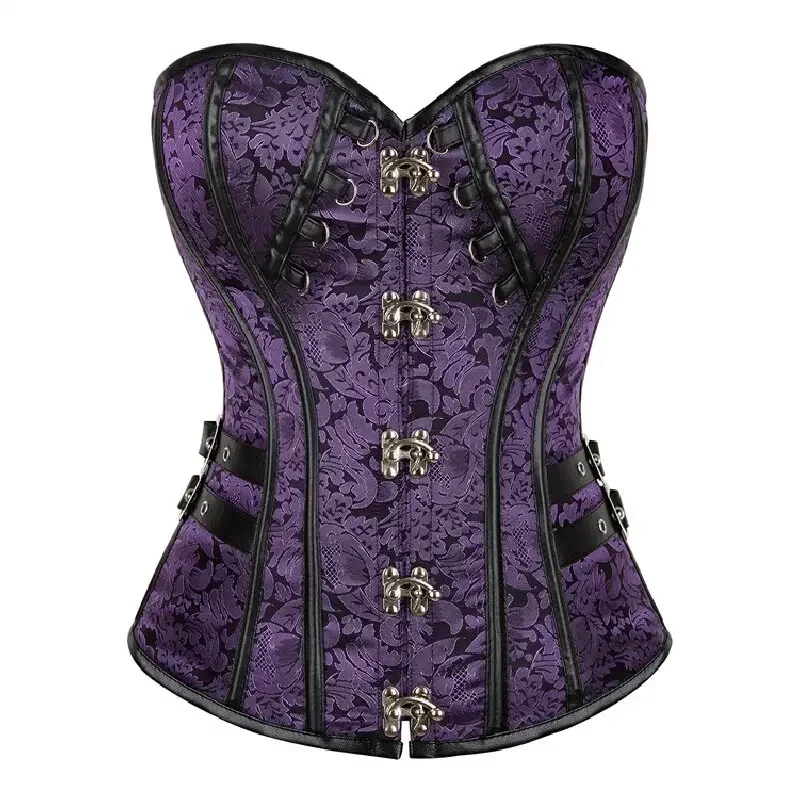 

Steampunk Corset Leather Waist Control Sexy Corsets and Bustiers Top Overbust Gothic Punk Burlesque Corselet Plus Size Korsett