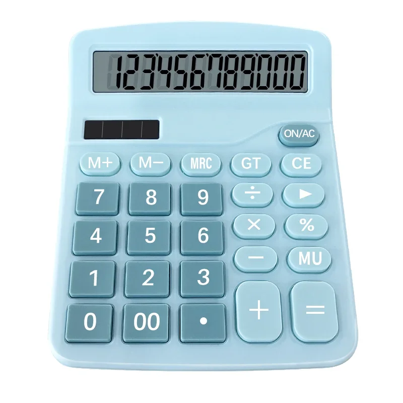 Calculadora com display LCD grande de 12 dígitos Calculadora de função padrão com energia solar e bateria dupla para escritório de mesa básico doméstico