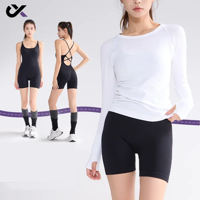 

Yoga OnePiece Sleeveless Backless Gym Wear Featuring Cross Back Design Built Bra Pads Ideal for Sports Gym Weargym Set Women