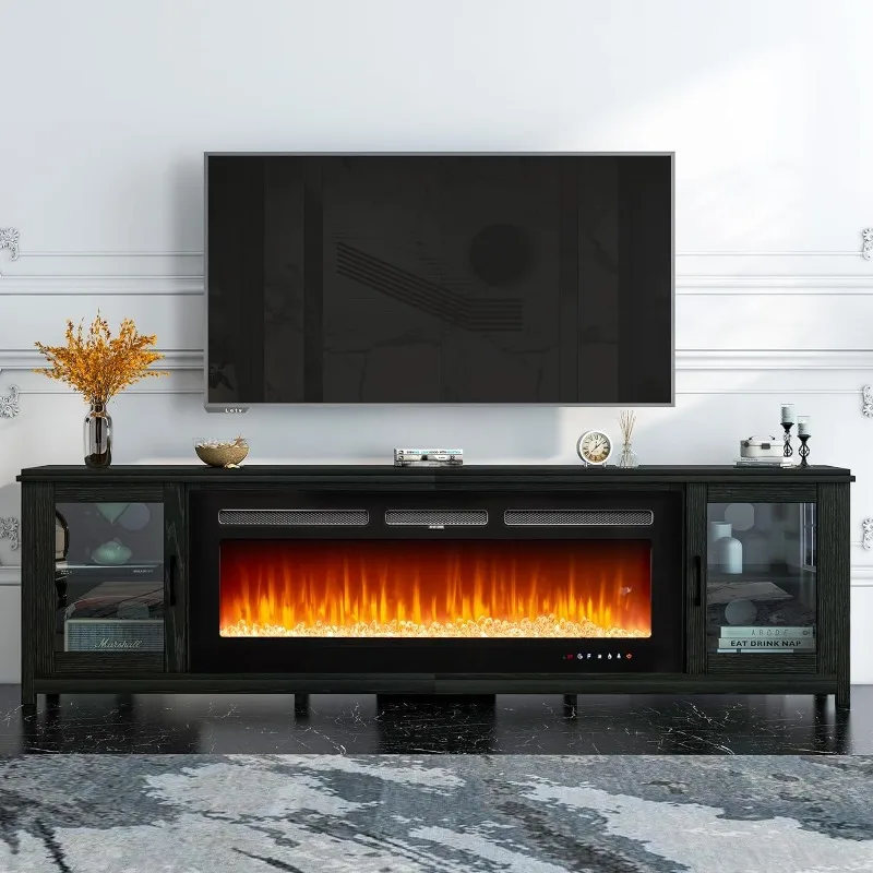 

80" Fireplace TV Stand, Entertainment Center with 50" Electric Fireplace, Media Console Table Designed for Living Room