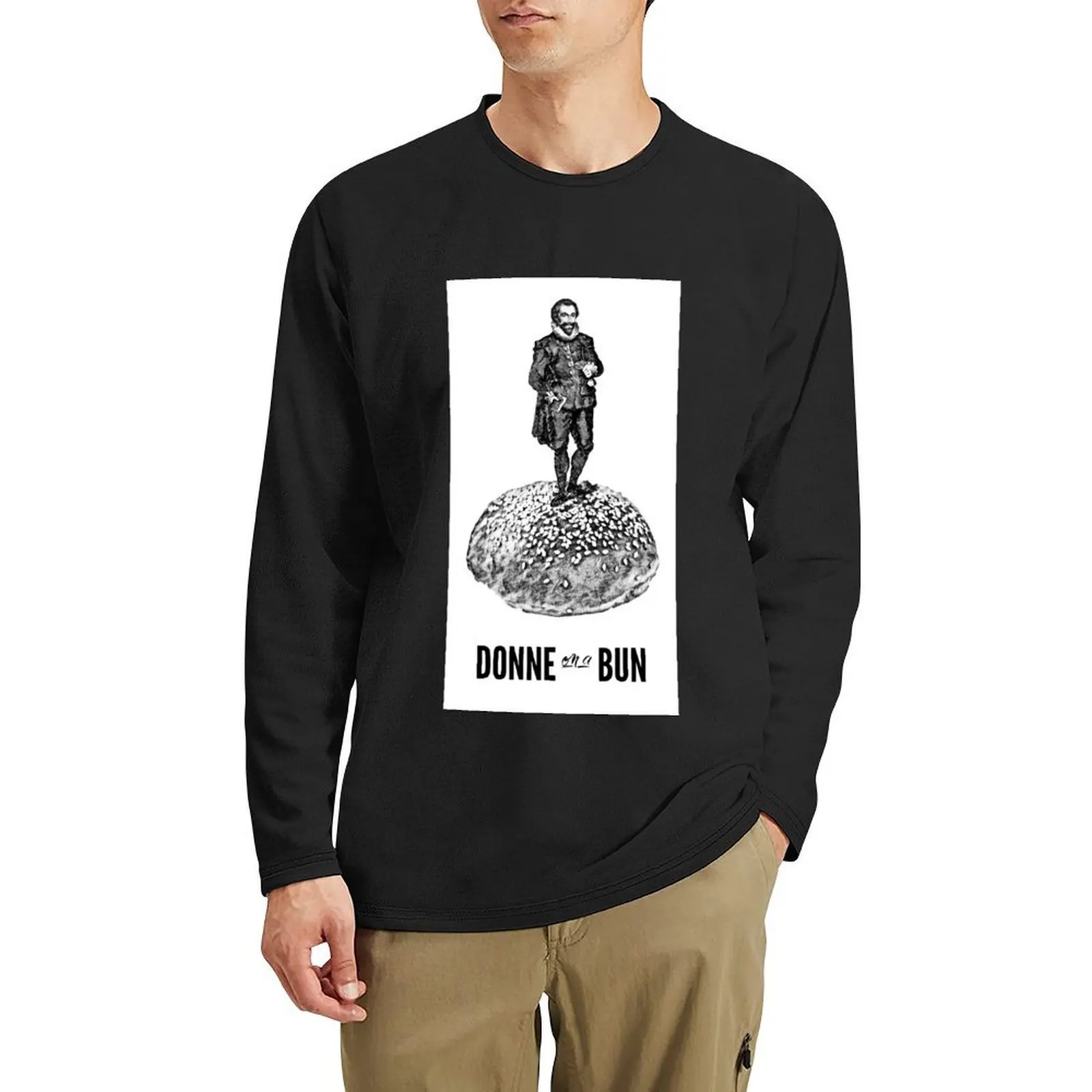 Poetas y repostería: Donne on a Bun Camiseta larga hombre ropa moda coreana ropa estética camiseta hombre diseñador camiseta hombres