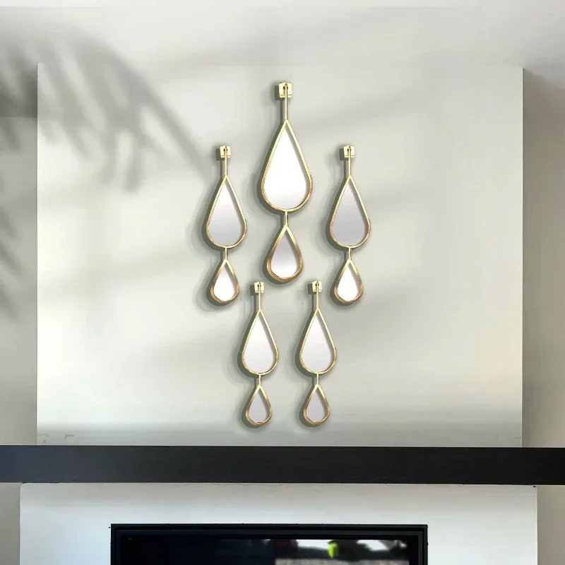 Set of 5 Ready stock Modern Gold Sliver Living Room Home Decor Teardrop Wall Mirror Set