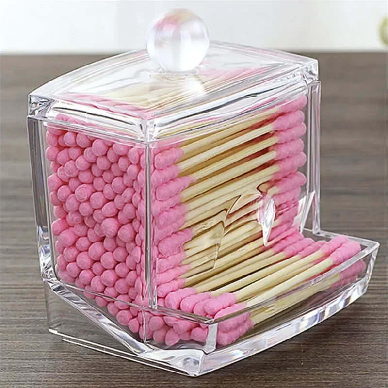 Acrylic Cotton Swabs Storage Holder Box Portable Transparent Makeup Cotton Pad Cosmetic Container Jewelry Organizer Case