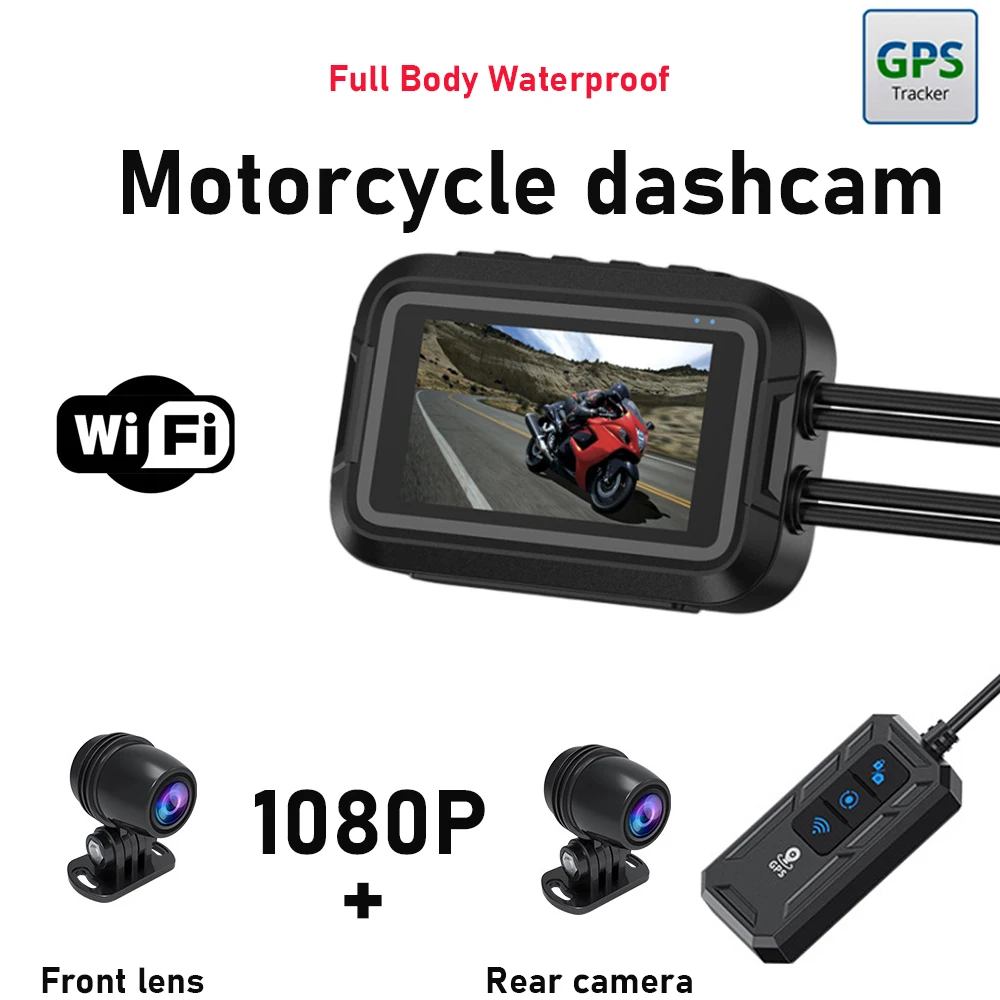 

Dual 1080P cameras, full body waterproof motorcycle DVR, WiFi GPS driving recorder, front and rear driving recorder, black box