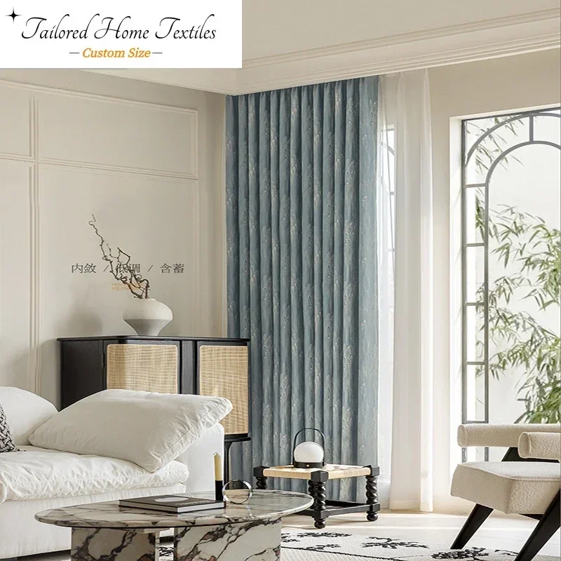 Custom Jacquard Blackout Curtains High Precision Embroidery Luxury Living Room Dining Room Bedroom Drapes Thermal Insulated