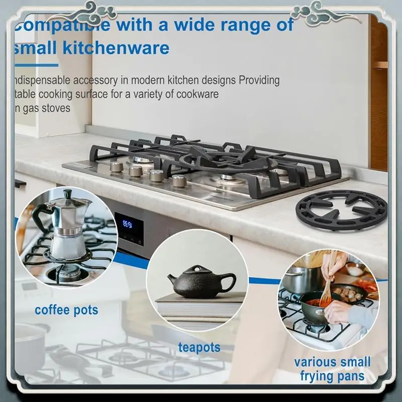 AC76-4.72Inch Gas Rings Reducer Bottom Uniform Heating Iron For Smaller Cookware Like Pans Coffee Pots Teapot Omelet Pan