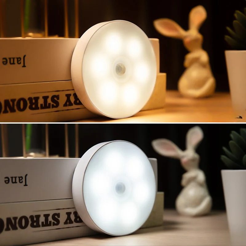 New 1pc Button Style Night Light - Wireless LED Detector Lamp for Bedroom, Staircase, Closet, and Room Decor- view 3