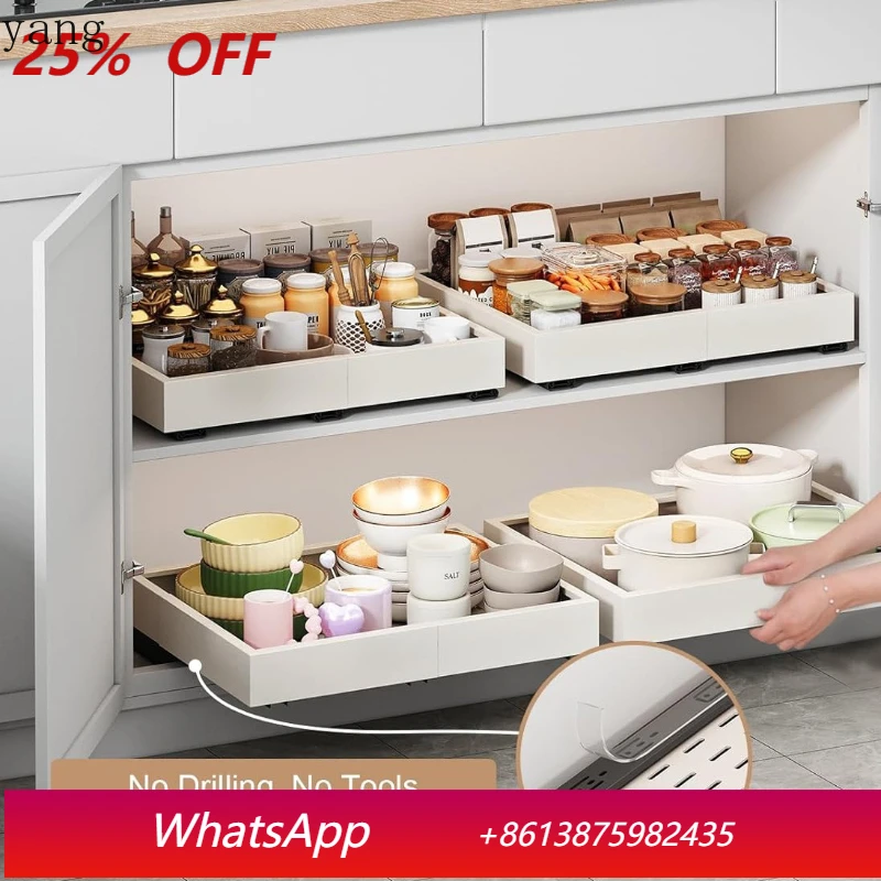 

Retractable seasoning drawer rack in LH kitchen storage cabinet
