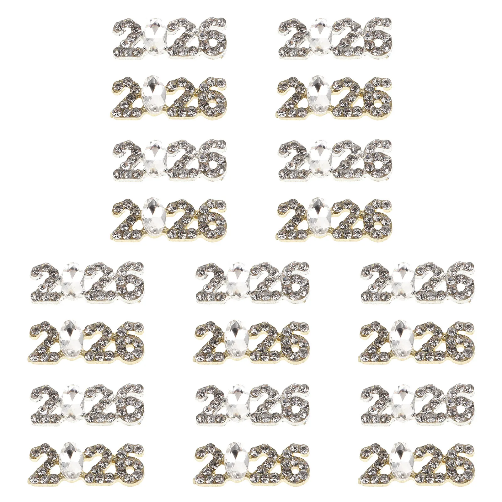 

20pcs Nail Charms Rhinestone Alloy Metal Number Shaped Silver Irregular Flatback Fingernail Art Decorations Jewelry For Wedding