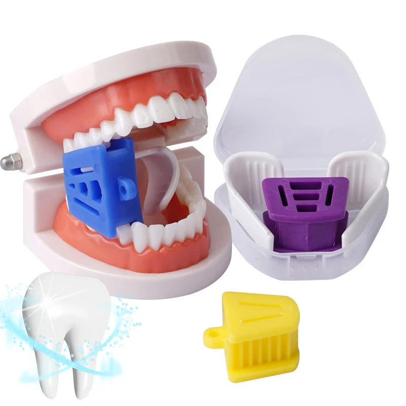 Dental Rubber Occlusal Pad Mouth Opener Silicone Bite Blocks with Tongue Guard Oral Lip Retractor Dentist Tool