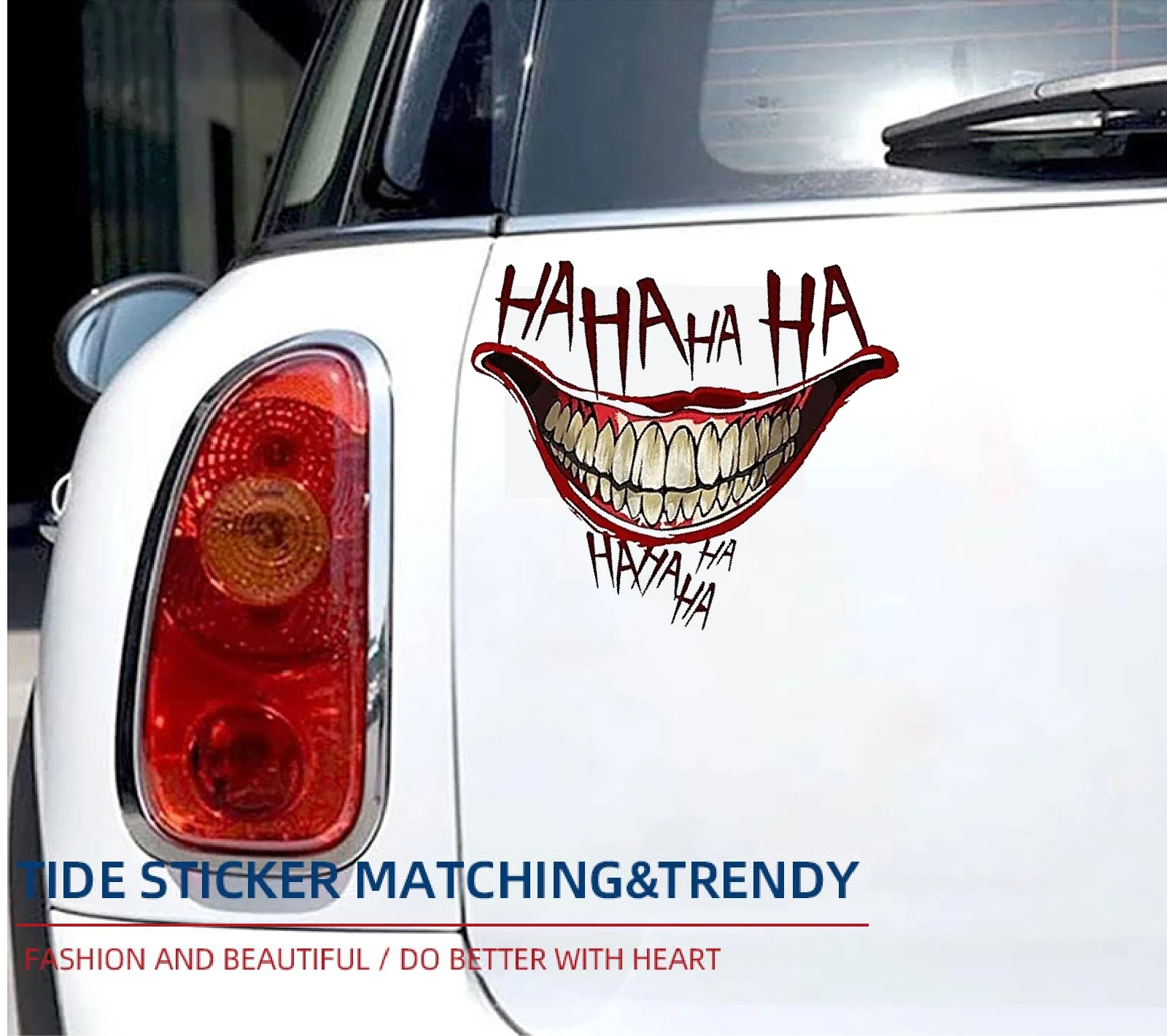 1szt Clown Mouth HAHAHA Graffiti Naklejki na Jeep Car Truck Van SUV Motocykl Okno Ściana Kubek Zderzaki Wodoodporne Naklejki Rzemiosło