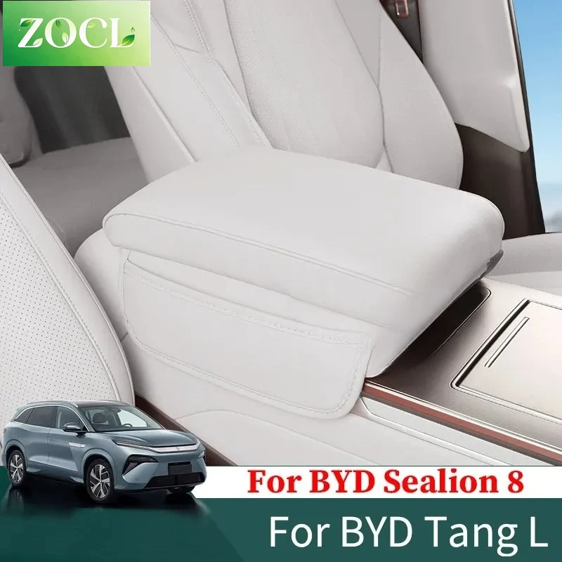 Car For BYD SEALION 8 TANG L 2025 Car Styling Armrest Box Height Increase Pad Leather Protective Cover Storage Bag Auto Accessor