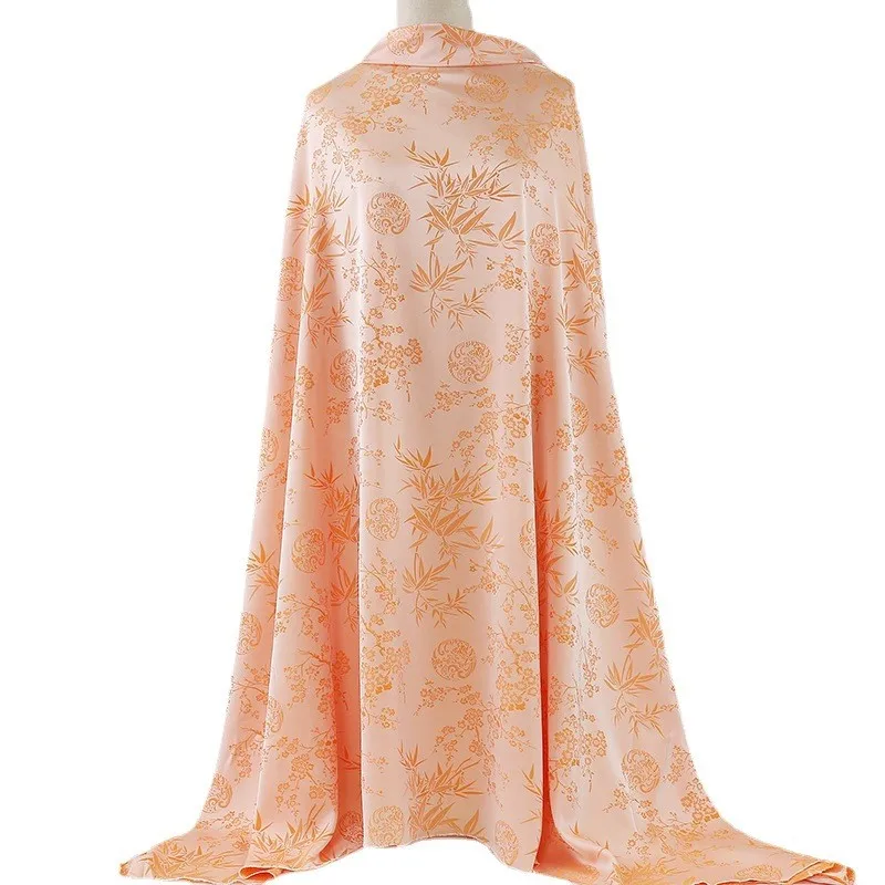 Tessuto jacquard in fiore di pruno con foglie arancioni e bianche bicolore cheongsam Hanfu in stile antico