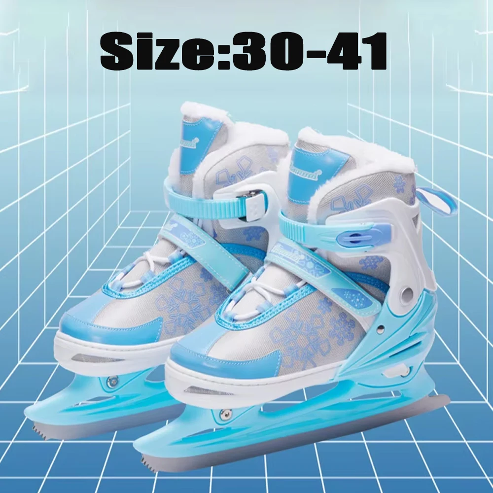

Ice Figure Skates Adjustable Size 30-41 Ice Hockey Skate Shoes With Blade Comfortable Thicken Adult Beginners Kids Warm Sneakers