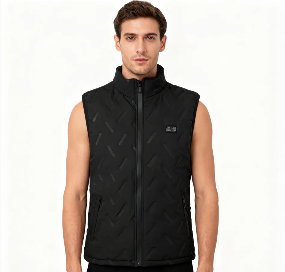 

Мужской и женский без Power Bank, осенне-зимний 9-зонный жилет с двойным управлением и подогревом, повседневный жилет с электрическим подогревом, тот же стиль