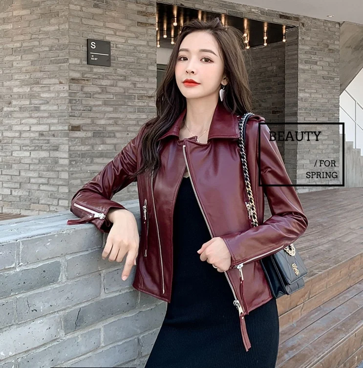 quality Brand Free shipping,2023 women Genuine leather jacket.fashion sheepskin biker clothes,casual slim leather coat