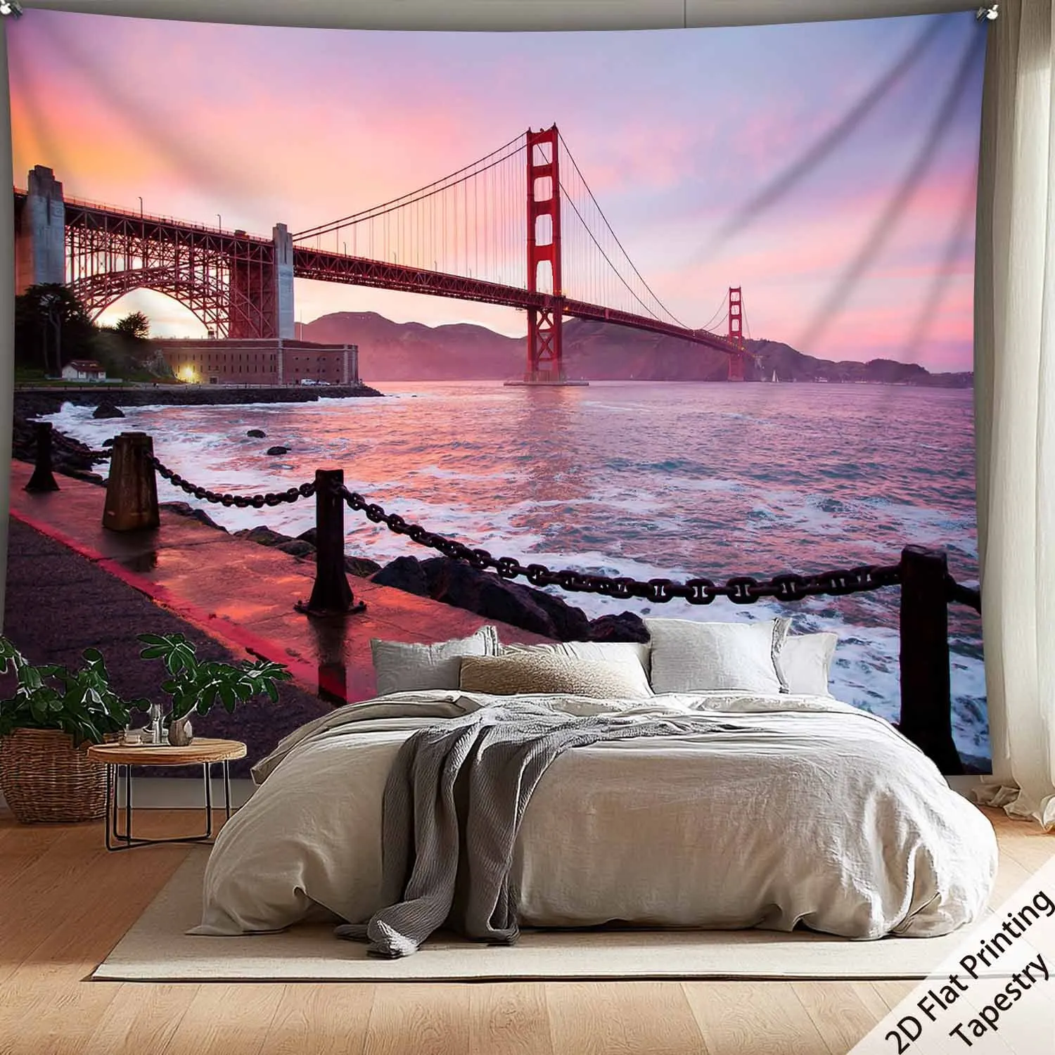 Golden Gate Bridge Art Digital printing polyester wall tapestry suitable for use in living rooms bedrooms offices bars and party