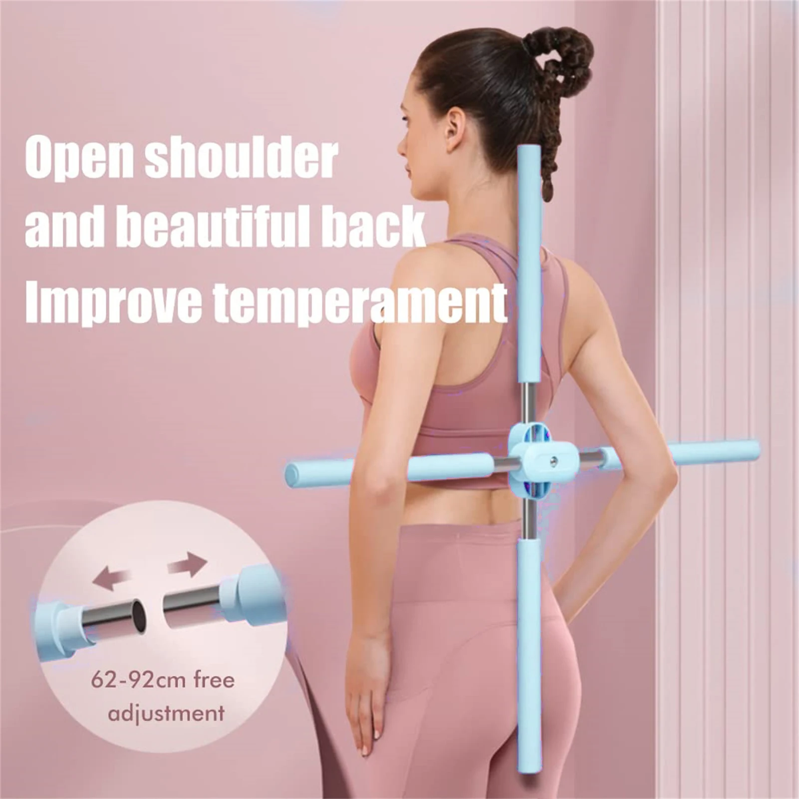 Yoga Sticks Stretching Tool Posture Correction Sticks Home Fitness Equipment Retractable Training Cross Yoga Sticks Equipment