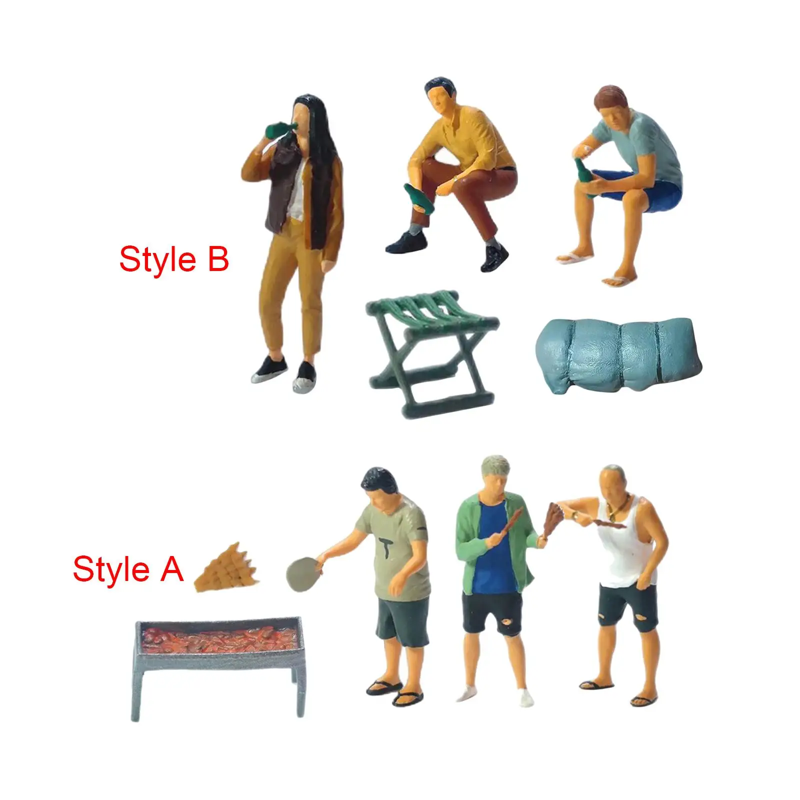 5Pcs 1/64 BBQ Figure Model Set Miniature Scenes Micro Landscape S Gauge Fairy