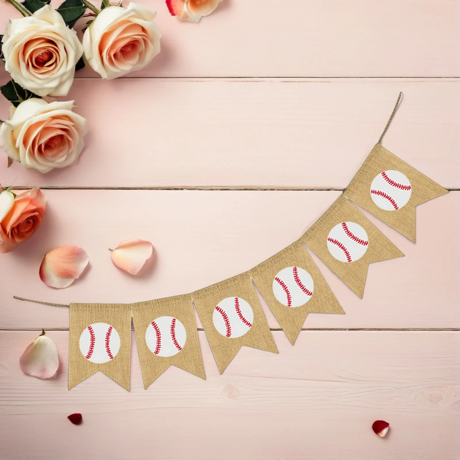 

Linen Baseball Banner Vintage Swallowtail Bunting Printed Sports Party Supplies Photo Prop Decoration Baseball Banner