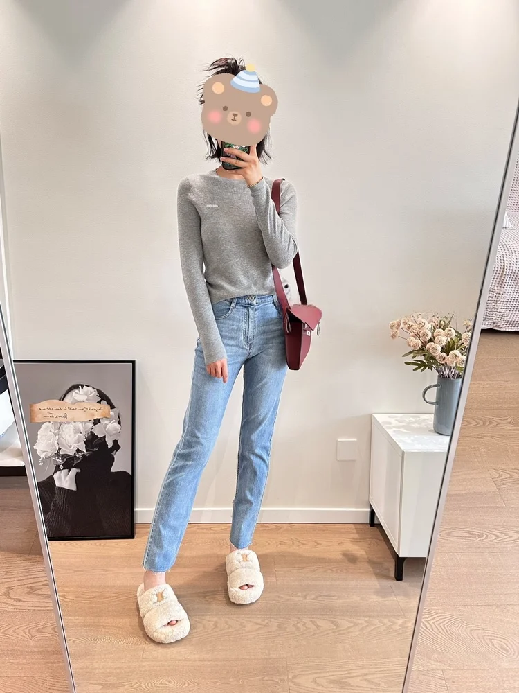 

High Waist Straight Leg Jeans Women's Soft Stretchy Slimming Versatile Vintage Split Cotton Stretch Denim Fall Season Long Pants