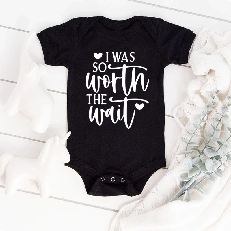 I Was So Worth The Wait Baby Bodysuit Baby Toddler Announcement Onesie Pregnancy Clothes Boy Girl Romper Infant Shower Gifts