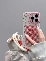 Cherry grid pattern Phone Case For iPhone 17PROMAX 17PRO 16PRO 16 14 Pro Max 15 11 12 13 XRSoft Silicone Cover