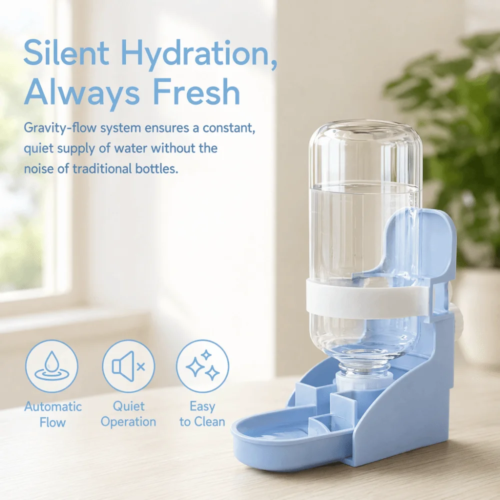 Siphon Water Control Pet Cage Suspended Water Dispenser No Leak Automatic Water Output Rabbit Water Bottle PP PET Water Feeder