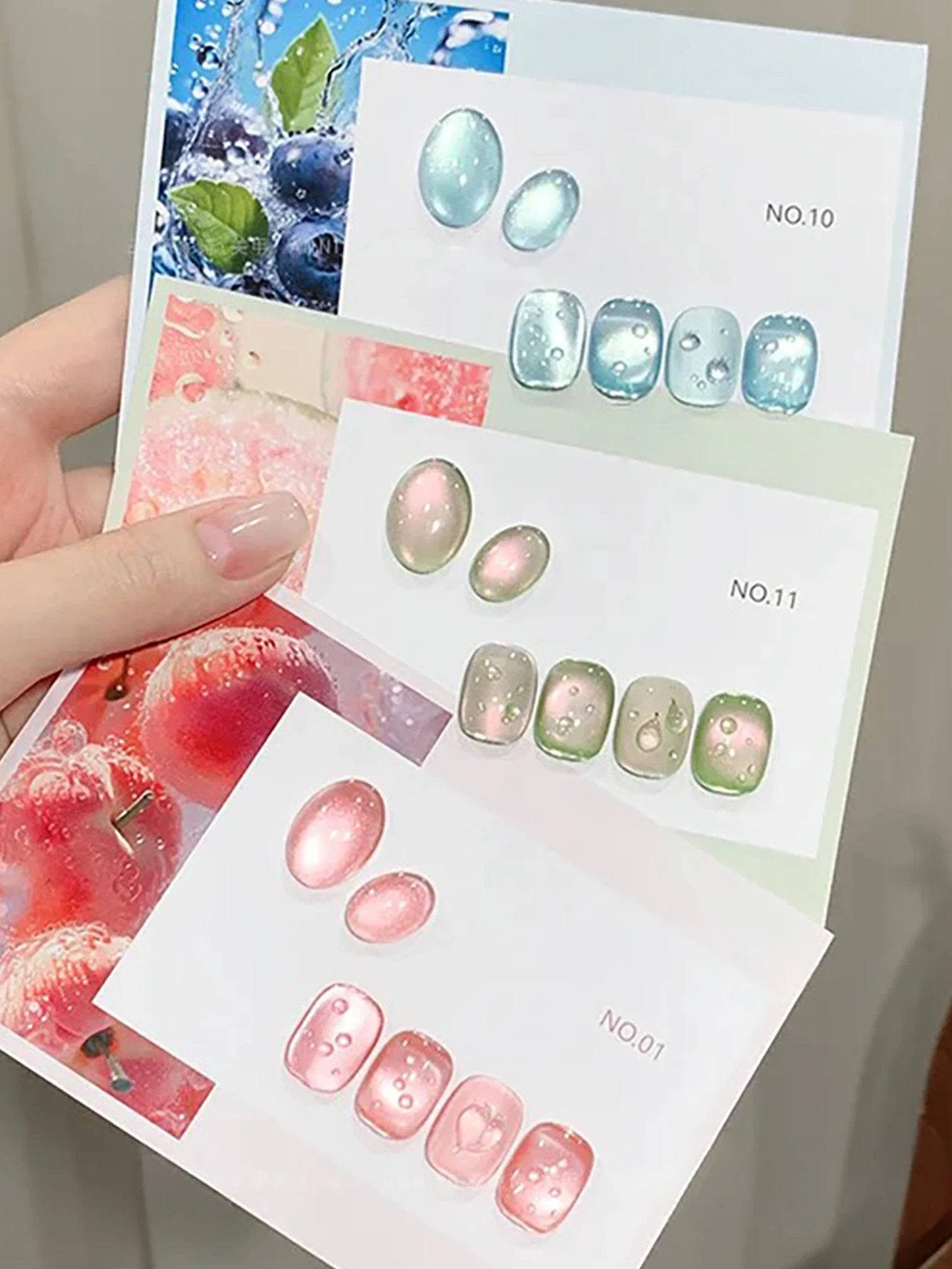 1-20pcs ZH Hot Selling Zomer Fruit Geschenkdoos Cat Eye Gel Nagellak Kleurrijke Fruit Serie Glazen kralen Cat Eye Nagelbenodigdheden