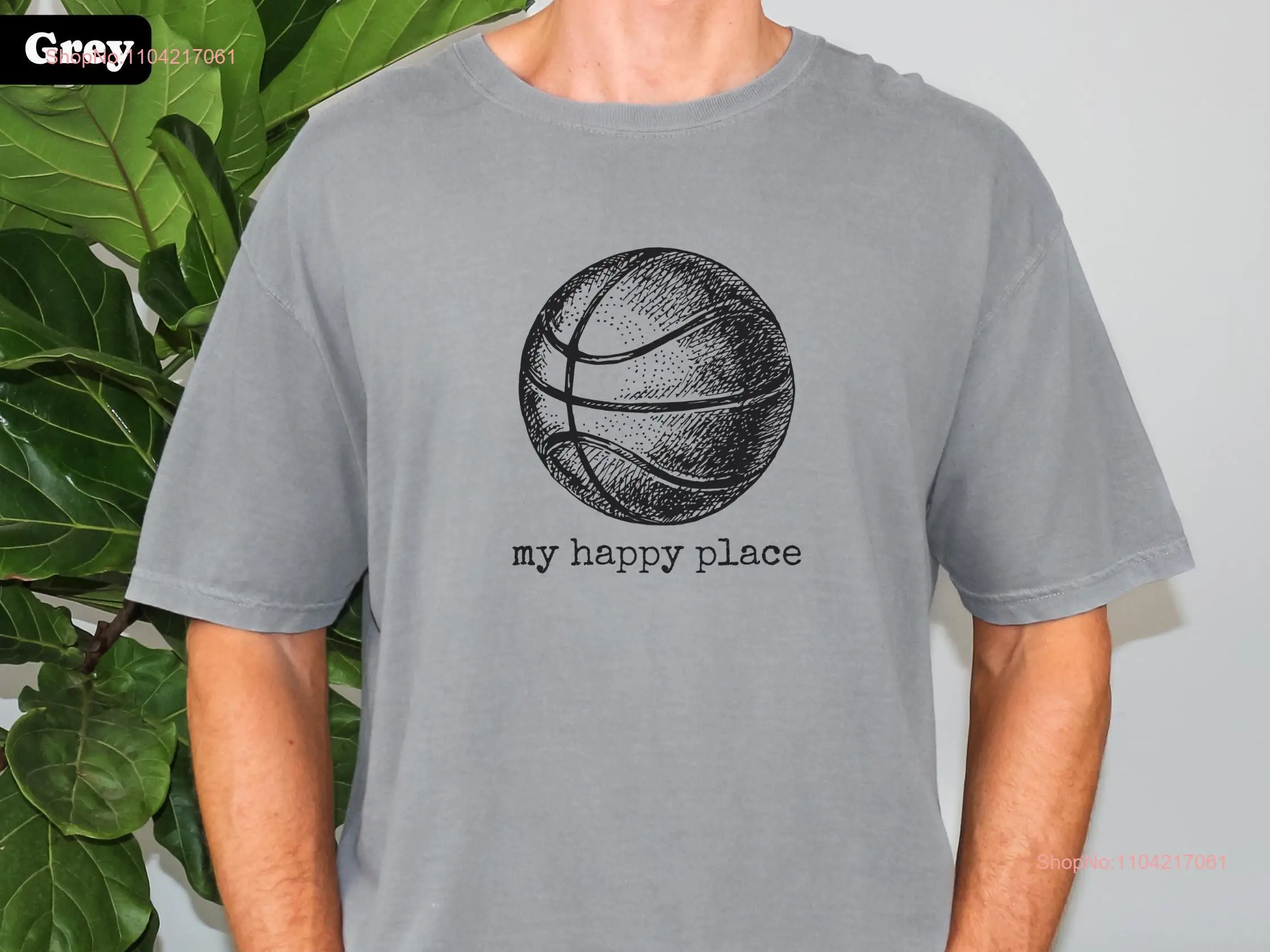 Basketball Fan T Shirt My Happy Place Ball Player Retro Vintage Inspired Comfort Colors Sport Lover long or short sleeves