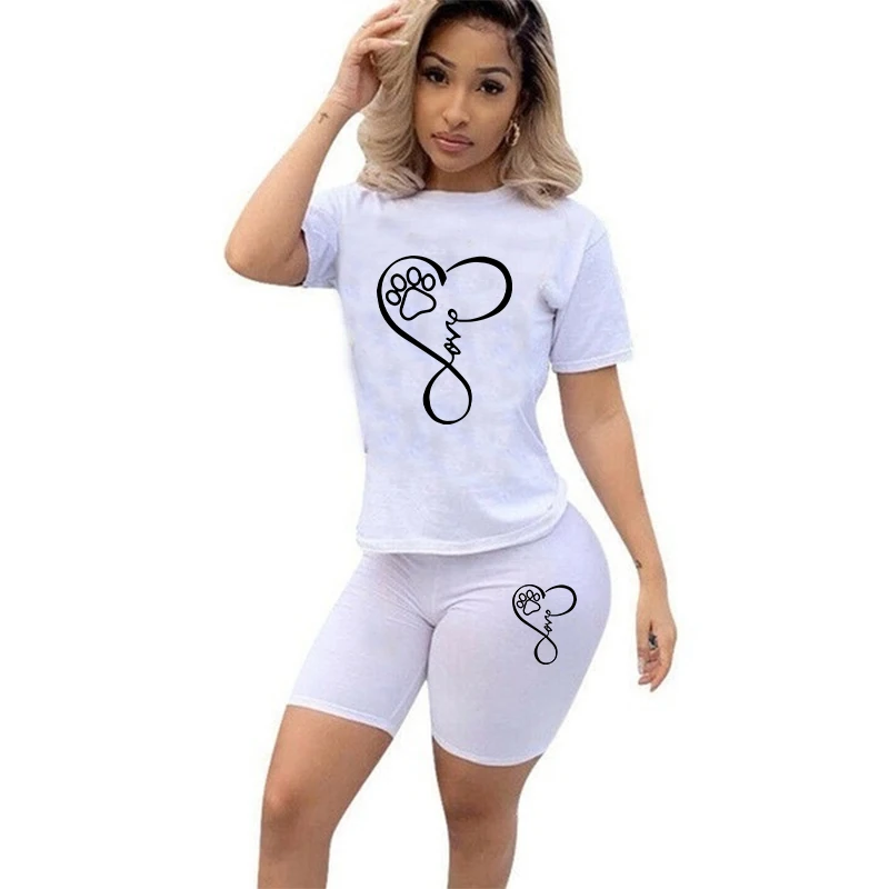 Women's Summer Casual Two-Piece Short Suit Quick Drying Pure Cotton Casual Sportswear Short Sleeved Shorts Sportswear