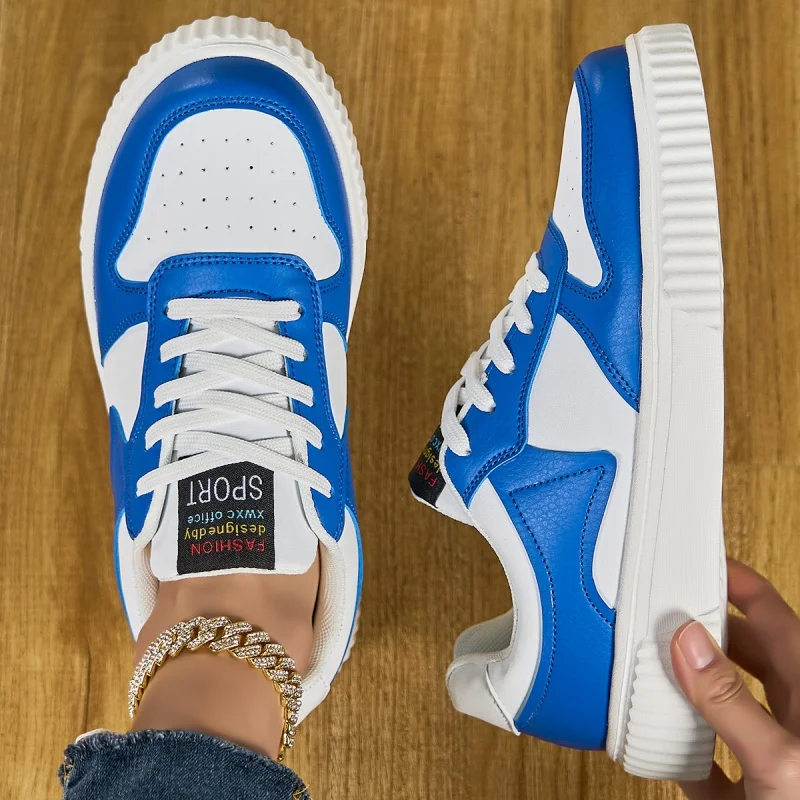 Damskie trampki ze sztucznej skóry Płaskie sportowe buty wulkanizowane Oddychające buty sportowe Wodoodporne obuwie do chodzenia i biegania